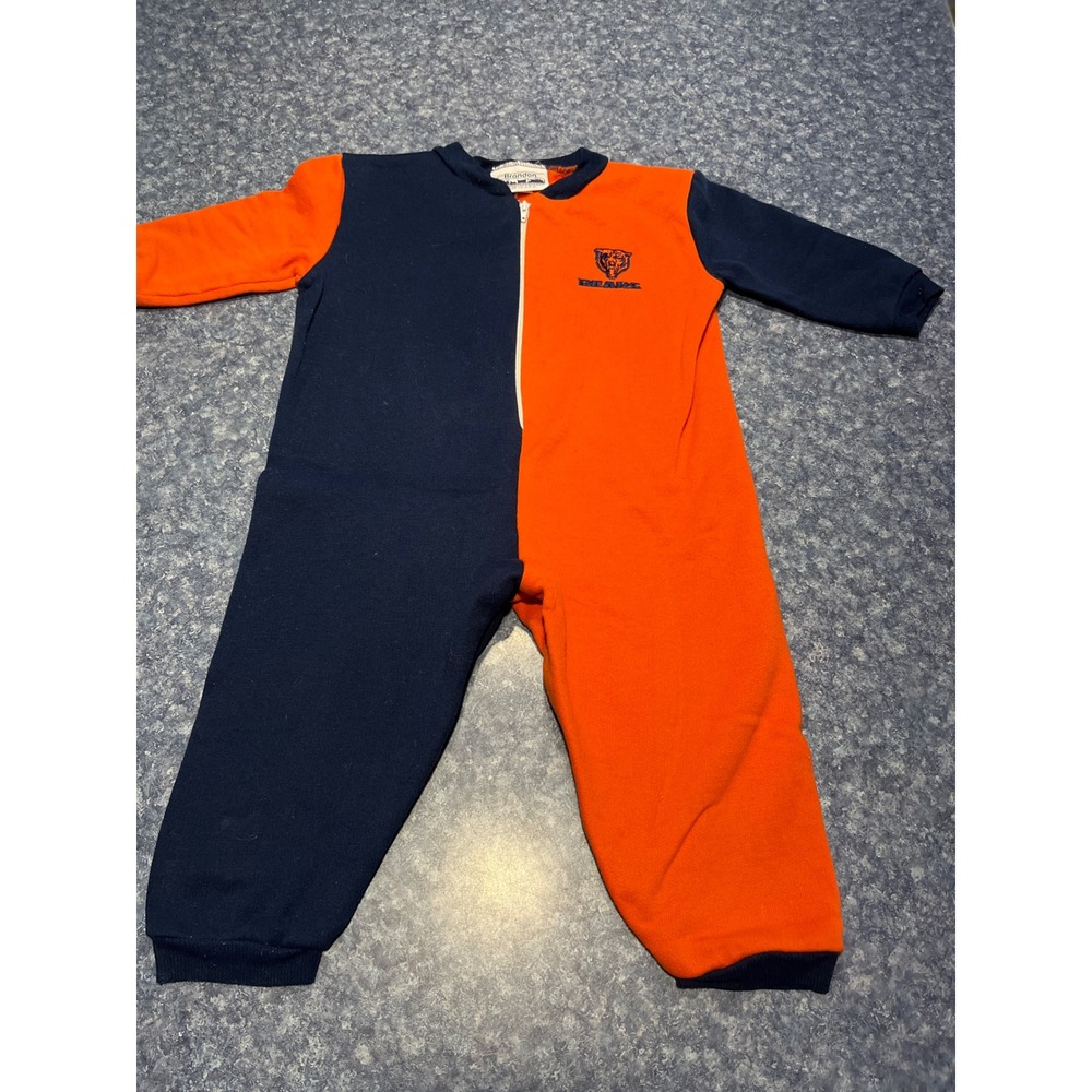 Vintage Brandon Chicago Bears Infant Sleeper Orange Navy Blue Made in USA 18mon